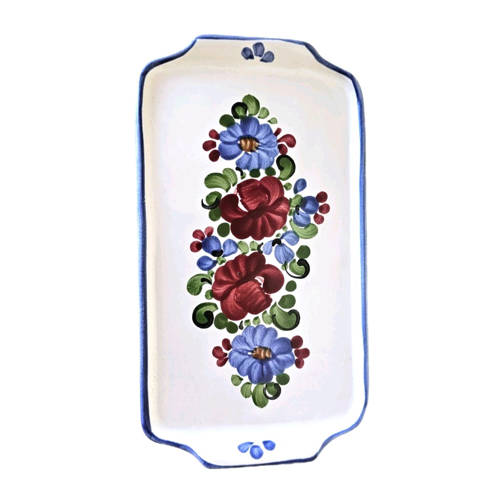 Hand Painted Polish Boleslawiec Ceramic Decorative Floral Stoneware Tray Vibrant